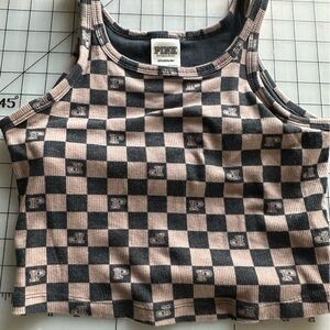 PINK Victoria's Secret Black and Pink Checkered Crop Top